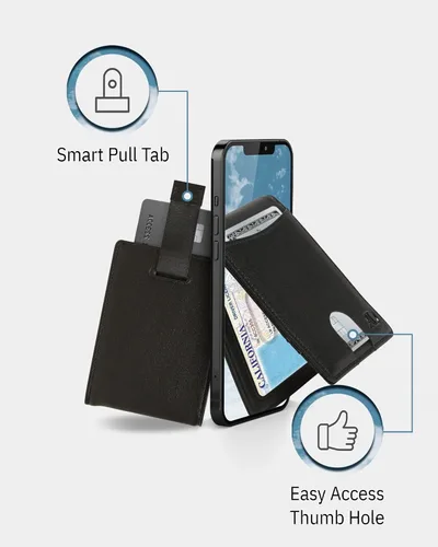 Vista 4 de Access Denied Billeteras delgadas y plegables para hombre, billetera delgada minimalista con clip para dinero, bolsillo frontal, tarjetero