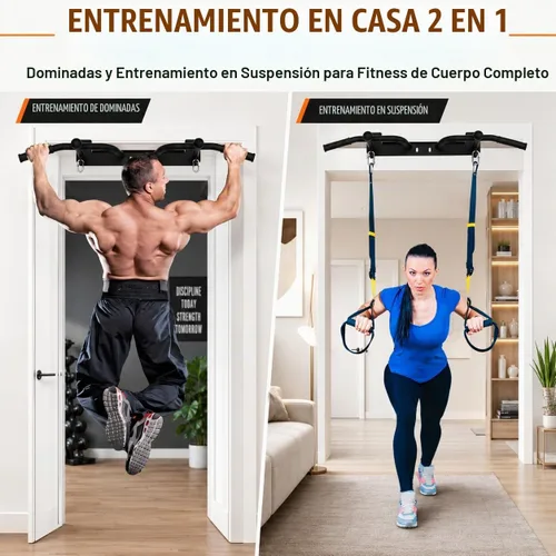 Vista 2 de Wall Mounted Pull Up Bar - Heavy Duty Chin Up Bar, Pull-Up Bar for Garage, Joist, Wall Mount - Multifunctional Fitness Bar, Supports up to 600 Lbs