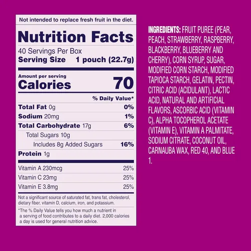 Vista 2 de Welch's Paquete de aperitivos de frutas, frutas mixtas y bayas y cerezas, sin gluten, paquete a granel, bolsas individuales de una sola porción, 0.8