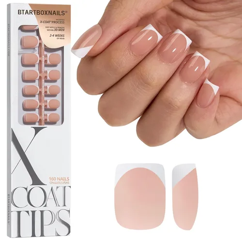 Vista 33 de BTArtboxnails XCOATTIPS White French Tip Press On Nails, XXS Squoval, Pink Lamp-Curable, 4-Week Wear, Natural Nail Look, Salon Quality Value at