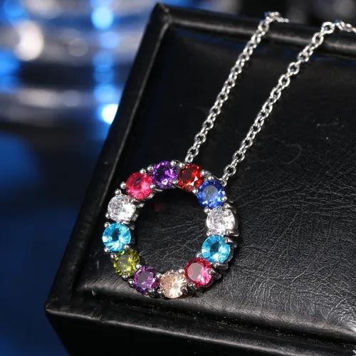 Vista 3 de Conjuntos de joyas de collares y aretes de gemas coloridas aniversario cumpleaños día de la madre regalos para mujeres esposa mamá mejor amiga
