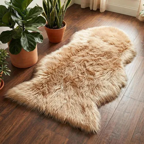 Vista 6 de duduta - Alfombra de pelo sintético de lana de oveja beige 2x3 pies, suave y esponjosa, funda para silla de pelo mullido, alfombra pequeña