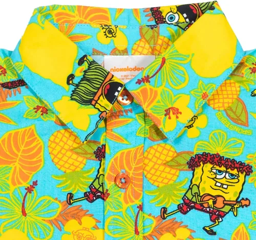 Vista 4 de Nickelodeon Bob Esponja Squarepants - Camisa hawaiana de manga corta con botones