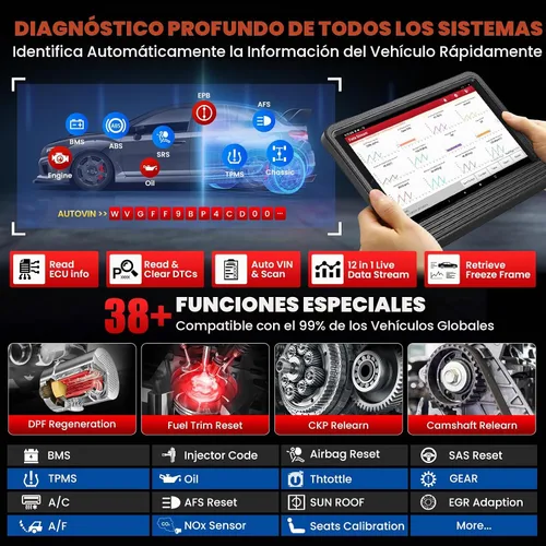Vista 3 de Launch X431 V X431 5ª generación (X431 Pro Sistema) tablet escáner de diagnóstico Android OS de 8 pulgadas con WiFi y Bluetooth.