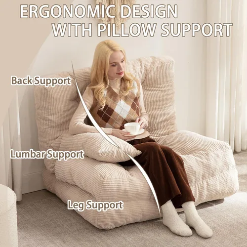 Vista 3 de Sofá cama plegable, silla convertible con almohada, colchón plegable con soporte para la espalda, silla plegable portátil, cama, cómodo sofá de piso