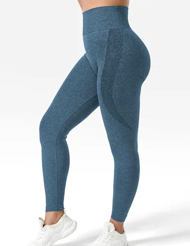 Vista 4 de YEOREO - Leggings de entrenamiento sin costuras de cintura alta para mujer, pantalones de yoga con contorno estilo sonrisa, mallas atléticas