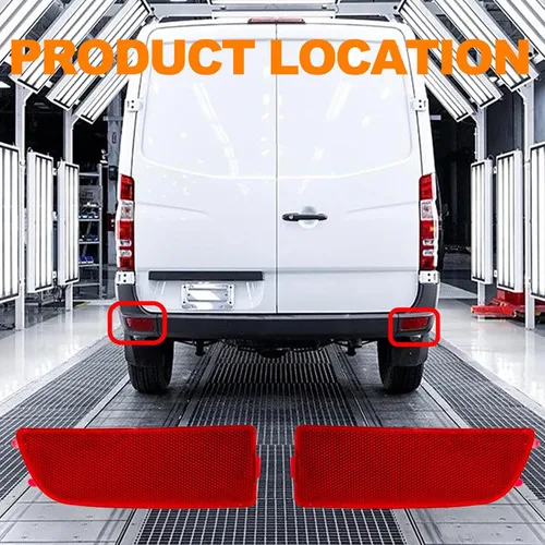 Vista 5 de Reflector de parachoques trasero izquierdo de repuesto para automóvil compatible con Dodge Freightliner Mercedes Benz Sprinter W906 VW Crafter 2E