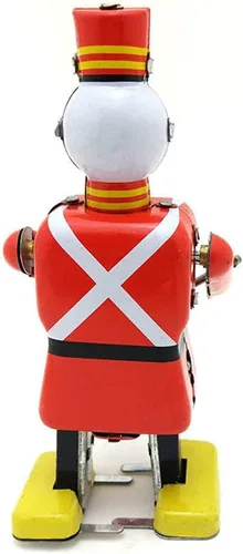 Vista 3 de Charmgle Juguete de estaño de cuerda para caminar robot baterista figura juguete, colección para adultos, juguete de relojería, recuerdo de fiesta