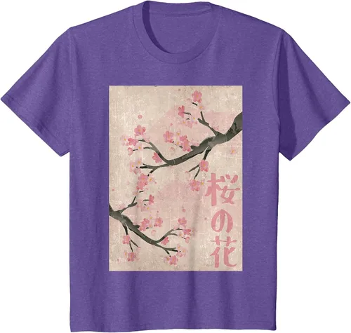 Vista 36 de Cherry Blossom Japanese Vintage Woodblock Japan Pink Sakura T-Shirt Asphalt Grey