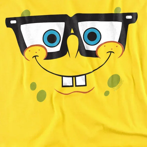 Vista 2 de SpongeBob Big Face Halloween Costume Collection Unisex Adult T Shirt Amarillo - Cara Nerd