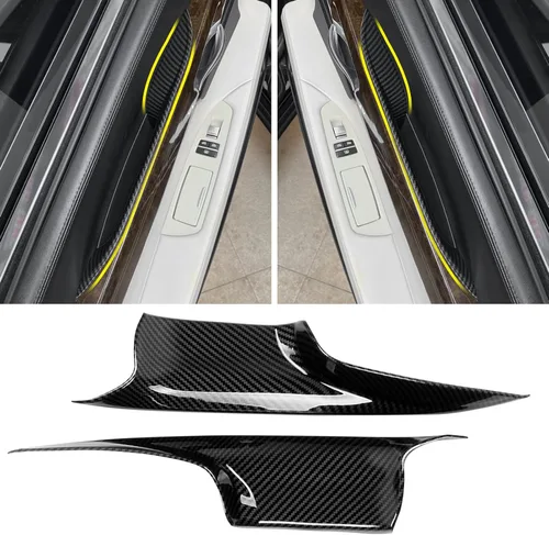 Vista 8 de Jaronx Compatible con cubiertas de tirador de puerta BMW Serie 7, patrón de fibra de carbono fila delantera y trasera 7' F02