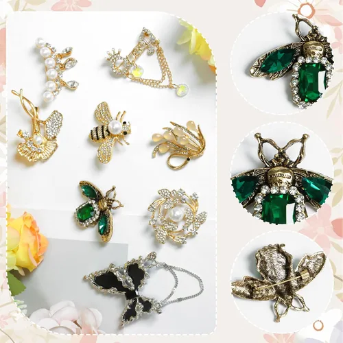 Vista 3 de Juego de 8 broches y alfileres para mujeres, broches a granel, alfileres decorativos, broches de joyería, alfileres decorativos para mujeres y niñas