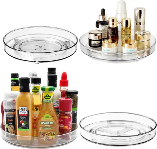 Vista 10 de Amolliar Lazy Susan de 2 niveles de 11 pulgadas, organizador giratorio para gabinete, cocina, nevera, encimera, baño, organizador de despensa