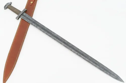 Vista 11 de Maximus Gladius - Espada romana, hoja de doble borde de acero de Damasco forjado a mano, mango de madera de nogal con espaciadores de latón, 29 27.2