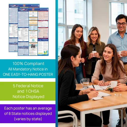Vista 8 de Póster de ley laboral de Nueva York 2025, estatal, federal, cumple con la OSHA, publicación requerida en el lugar de trabajo para empleados, póster