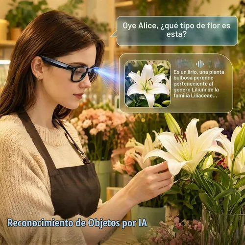 Vista 6 de Gafas inteligentes AI con cámara de 8 MP, traducción en tiempo real