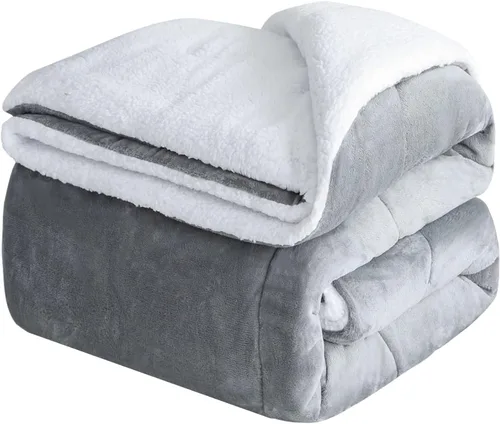 Vista 10 de CHOSHOME Manta de forro polar Sherpa - Manta gruesa y cálida para invierno, manta de felpa suave y mullida para cama, sofá y viajes