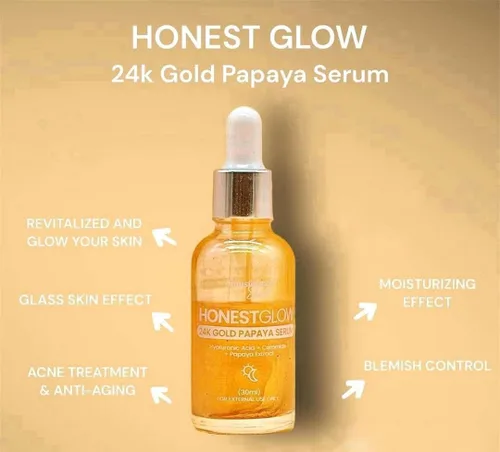 Vista 3 de Suero de papaya de oro de 24 quilates HONEST GLOW para piel transformada, 1.0 fl oz