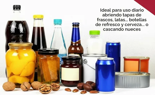 Vista 6 de Tredoni Abrebotellas y tarros de acero inoxidable, fácil agarre de llave