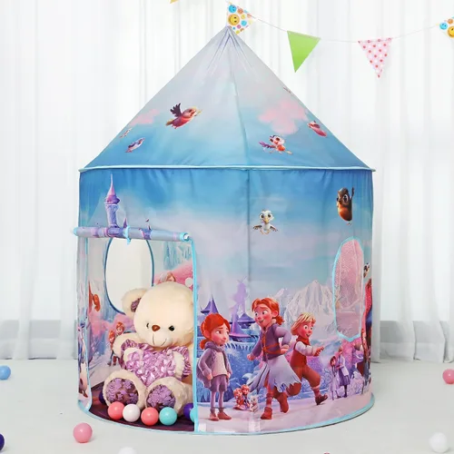 Vista 2 de Tienda de campaña y luces de castillo de hielo para niños, casa de juegos interior para niños, 41 x 53 pulgadas