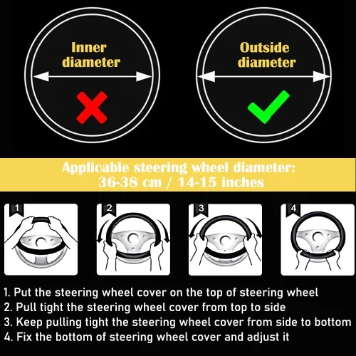 Vista 7 de Funda para volante con destellos para mujeres y niñas, cubierta de volante de diamantes de imitación de color negro con brillantes de piel