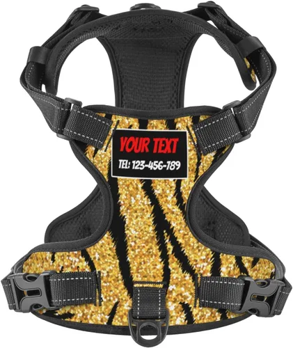 Vista 12 de Arnés personalizado para perro sin tirones, chaleco personalizado de hueso de perro con nombre de mascota, arnés reflectante ajustable personalizado