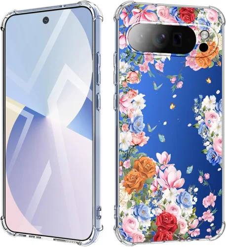 Vista 13 de Funda para Google Pixel 9A 5G, diseño de flores, delgada, anticaídas, a prueba de golpes, suave, a prueba de golpes, transparente, funda protectora