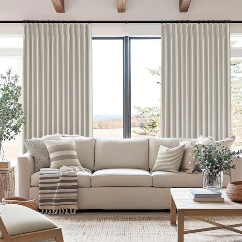 Vista 6 de MIULEE Cortinas de Lino Natural con Pliegues Pinzados Opacas de 84 Pulgadas de Largo, Cortinas con Pliegues Pinzados con Ganchos para Dormitorio