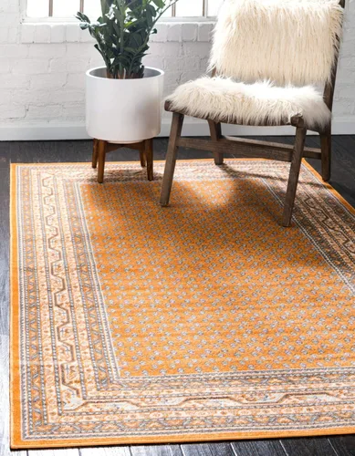 Vista 22 de Unique Loom Williamsburg Collection - Alfombra tradicional con borde central de puntos, alfombra de pasillo de 2 pies 9 pulgadas x 9 pies 10 Beige