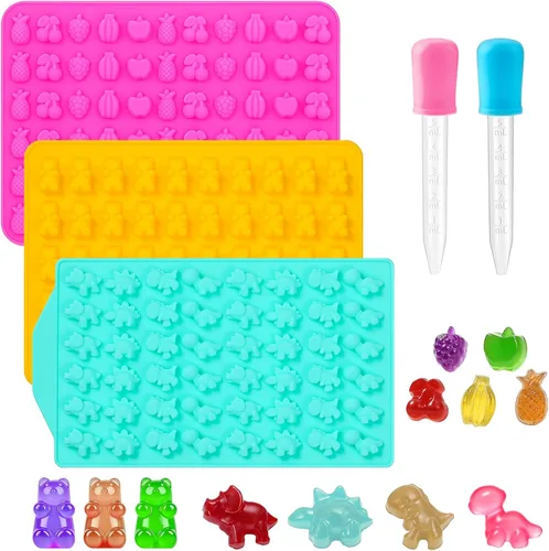 Vista 24 de 4 moldes de silicona para caramelos, 55 cavidades antiadherentes redondos Azul+rosa: 4 piezas