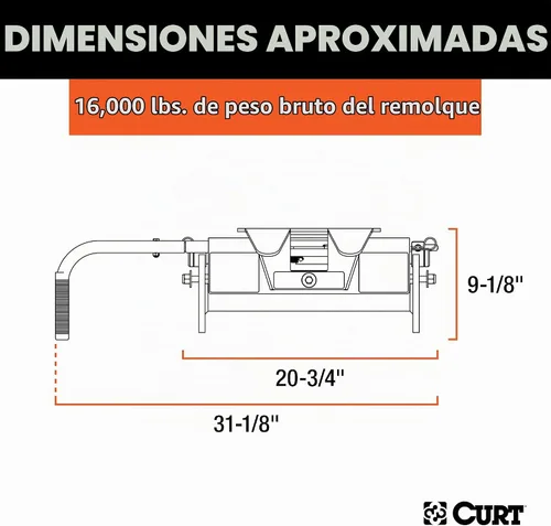 Vista 2 de CURT 16515 E16 - Cabeza de enganche de 5ª rueda solamente, requiere patas o rodillo, 16,000 libras