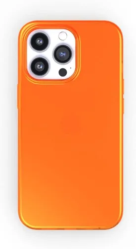 Vista 8 de FELONY CASE Funda protectora transparente naranja neón para iPhone 15 Pro, TPU y policarbonato que absorbe los golpes, a prueba de grietas con un