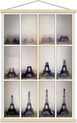 Vista 16 de Trends International Póster de pared con lapso de tiempo de construcción de la Torre Eiffel, 14.725 x 22.375 pulgadas, versión enmarcada de madera