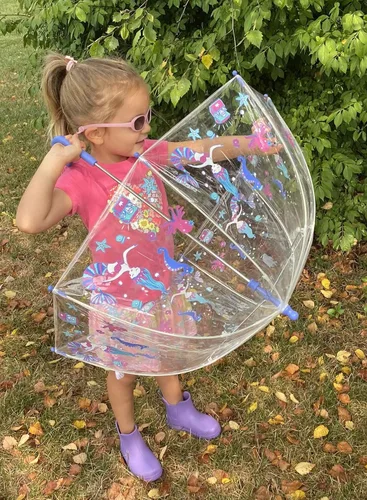 Vista 6 de Totes Kids Clear Bubble Umbrella, Ocean Princess