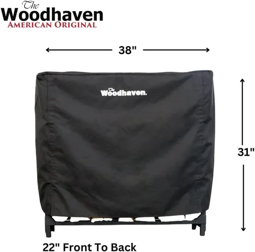 Vista 2 de Woodhaven Cubierta completa impermeable de 3 pies – Cubre 1/8 cable de leña al aire libre – Vinilo reforzado con correas de apertura frontal