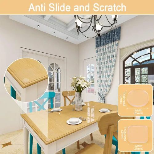 Vista 2 de Protector de mesa de vidrio suave transparente premium, antideslizante y arañazos para mesa de vidrio