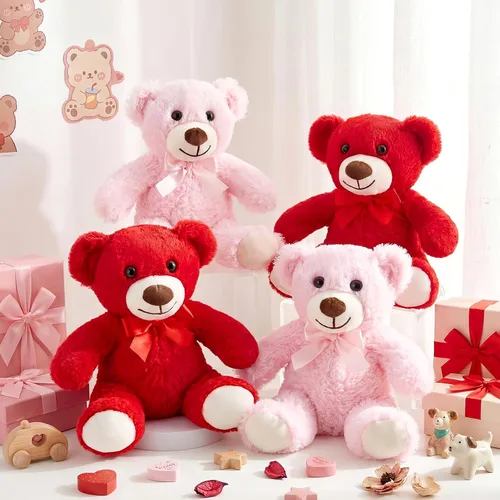 Vista 8 de Civaner Paquete de 4 osos de peluche de 14 pulgadas, lindos osos suaves, regalos a granel para mujeres, mejores amigas y novias (azul)