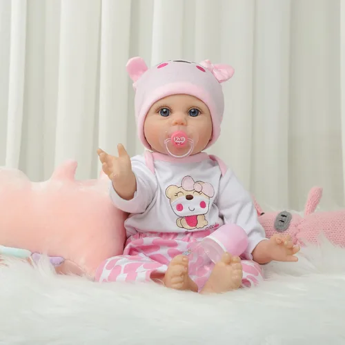 Vista 7 de Kdudgso Muñecas de bebé Reborn para niña de 22 pulgadas, muñeca de bebé de silicona realista, muñecas de bebé de la vida real hechas a mano, cuerpo