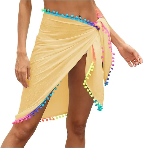 Vista 13 de Vestido cruzado de gasa transparente para mujer, para cubrir el bikini