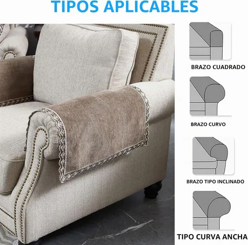 Vista 5 de MINJIATEX Fundas para brazos de sofá, fundas para brazos de sofá de encaje antideslizante, juego de 2 fundas lavables para reposabrazos de sofá