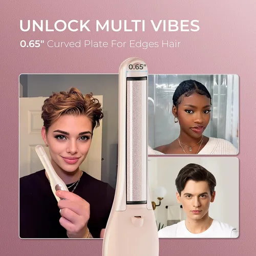 Vista 5 de TYMO Plancha plana mini inalámbrica para cabello corto, rizador portátil de 0.65 pulgadas para viajes, alisador y rizador de pelo 2 en 1, plancha