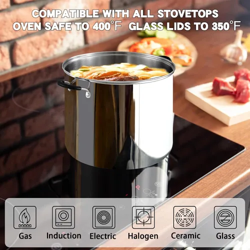 Vista 4 de Sartén para saltear con tapa Cook N Home, de acero inoxidable 10", Plateado Utensilios de cocina de inducción para sopa, enlatado, apto