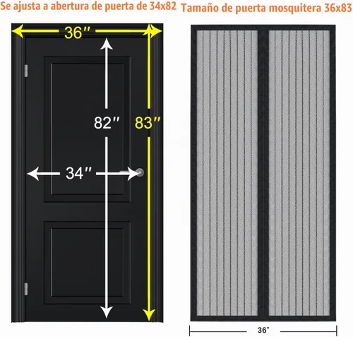 Vista 7 de Mosquitero magnético para puerta. Marco completo, se adapta a puertas de hasta 34 x 82 pulgadas.