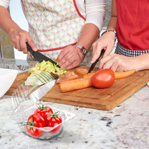 Vista 6 de BallHull 50 recipientes de plástico transparente engrosado con bisagras para llevar, recipientes desechables tipo concha para alimentos y pasteles