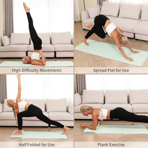Vista 5 de PAIDU Esterilla de yoga plegable – 0.394 in extra gruesa, 75 "26" antideslizante para ejercicio fitness Mat SGS Eco-certificado, portátil