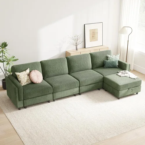 Vista 29 de KKL Sofá modular de 84 pulgadas, sofás de 3 plazas para sala de estar con almacenamiento, sofá modular de asiento profundo seccional, funda
