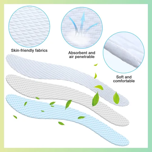 Vista 5 de Janmercy 100 pares de forros desechables para zapatos, plantillas finas transpirables reemplazables que absorben el sudor, plantillas para zapatos
