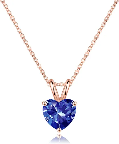 Vista 10 de SMILEST Dainty Heart Birthstone Necklace for Women, 925 Sterling Silver 01-enero-granate rojo