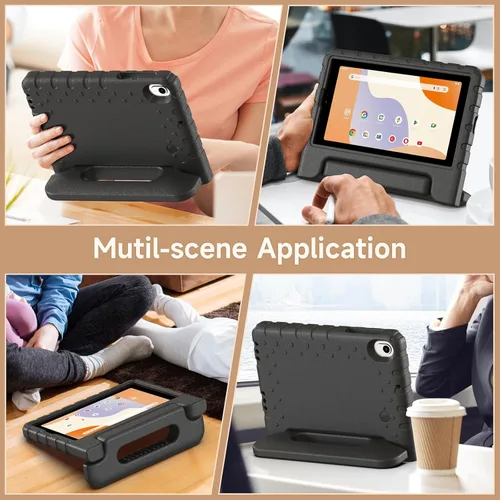 Vista 7 de Funda para tablet Walmart Onn de 7 pulgadas Gen 4 2024 Modelo: 100135924, peso ligero, a prueba de golpes, duradero, con soporte de mango Negro