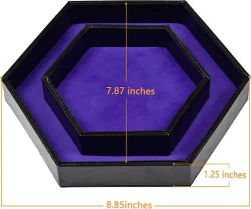 Vista 7 de DND - Bandeja de dados – Bandeja hexagonal 2 en 1 con ruedas y almacenamiento, piel sintética, color morado